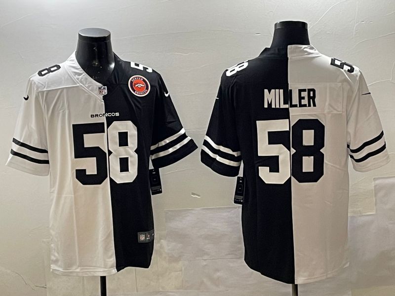 Men Denver Broncos #58 Miller White Black Fashion 2025 Nike Limited NFL Jersey style 2